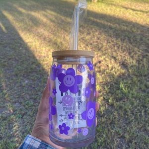 16oz Glass Libbey Cup “Purple Groovy”